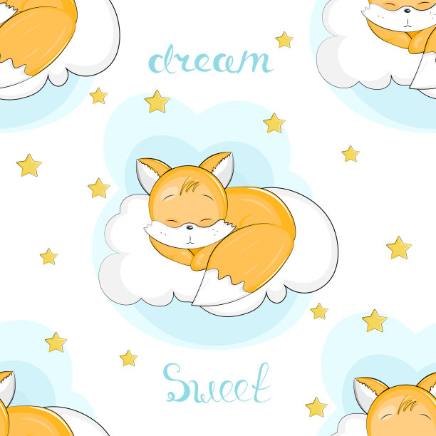 图案兔宝宝睡在云上图片下载