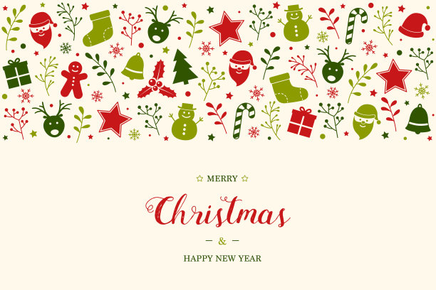 圣诞背景与饰品。圣诞贺卡设计。向量图片下载