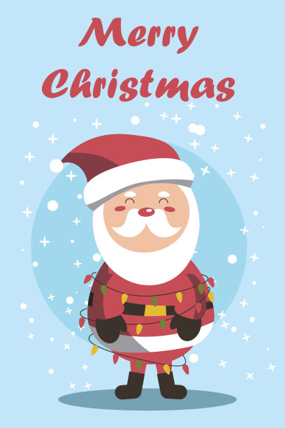 圣诞贺卡和圣诞老人。祝你圣诞快乐，新年快乐。矢量插图每股收益图片下载
