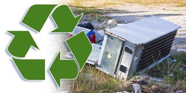 纸板箱，塑料袋和家用电器在大自然中被遗弃的非法倾倒-回收和回收的概念图片下载