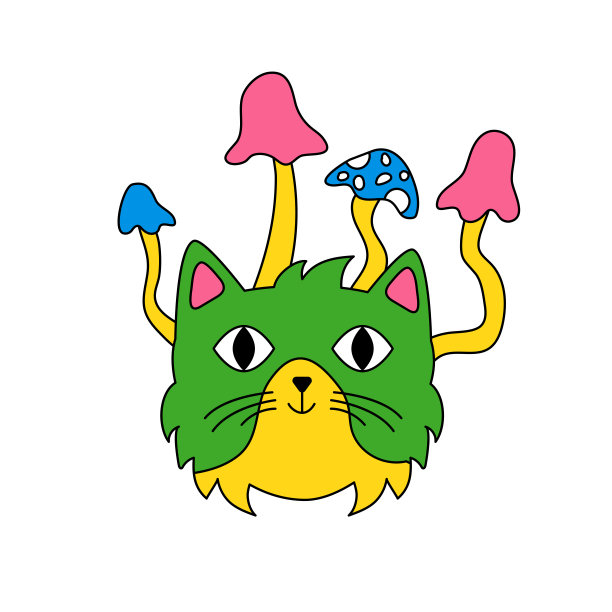 一只戴着嬉皮士眼镜的猫。一只复古风格的小猫。儿童贴纸，动物标志，图标图片下载