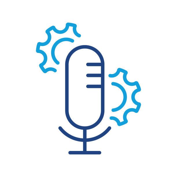 麦克风声音配置线图标。录音设置线性象形图。调节麦克风语音轮廓图标。麦克风和齿轮，齿轮可编辑行程。孤立的矢量图图片下载