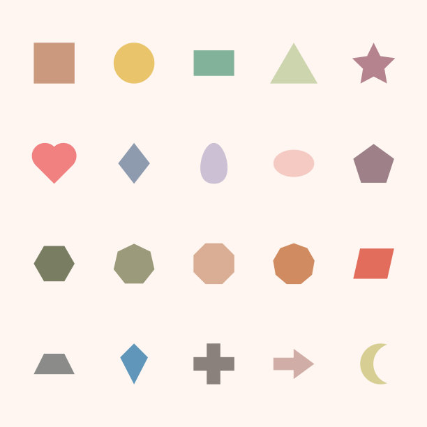 几何形状矢量图标的儿童教育在平坦的颜色图片下载