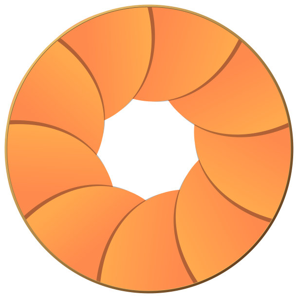 橙色孔径叶片与金色修剪隔离在白色背景。剪纸艺术。图片下载