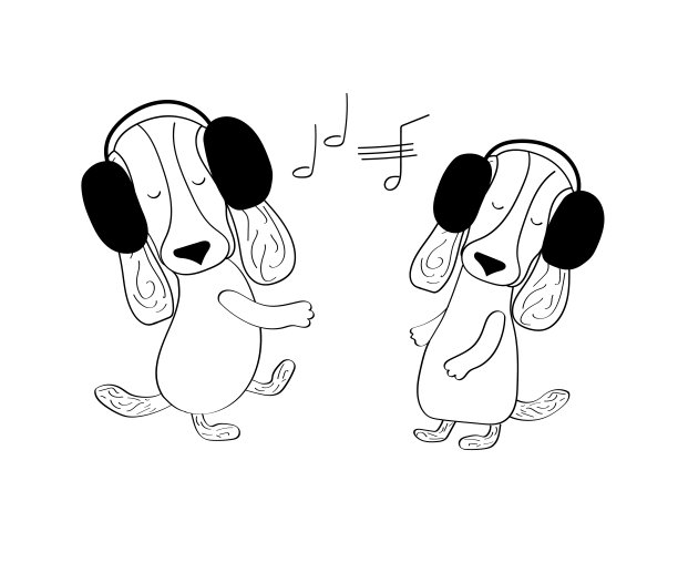 手绘涂鸦可爱的腊肠狗在白色背景，快乐的狗，平面矢量插图的印刷，服装，包装和明信片。图片下载