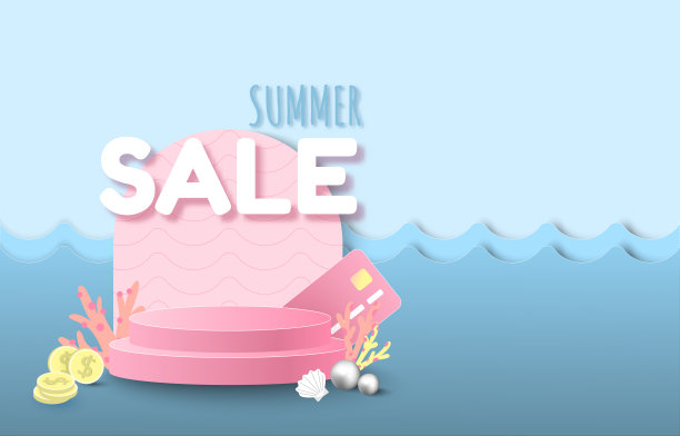 夏季销售平台，放置产品。图片下载
