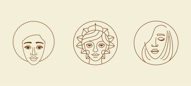 矢量抽象标志设计模板-女性面孔图片下载