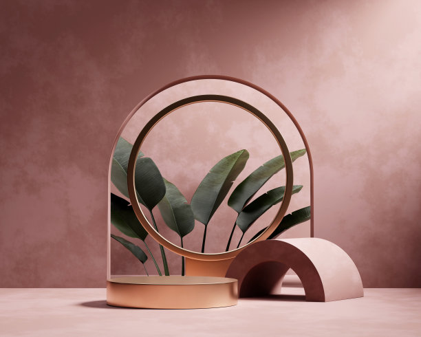 具有植物产品展示背景的三维渲染平台平台图片下载