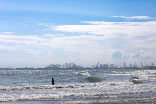 瓦伦西亚港的海景，西班牙最重要的进出口海运点之一图片下载