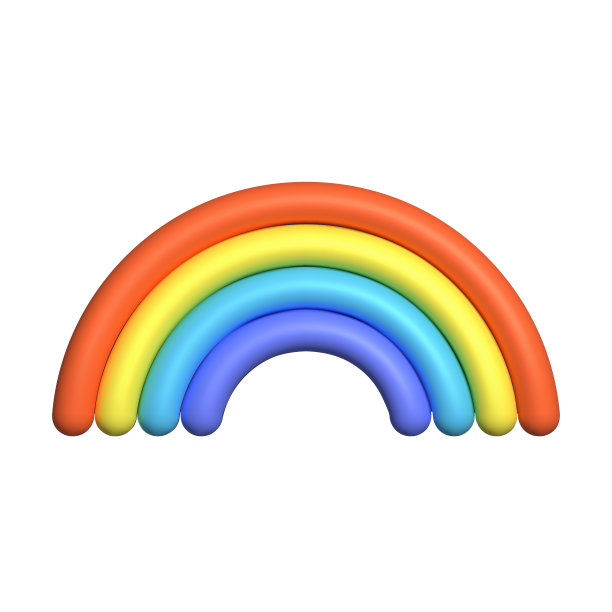 矢量五颜六色的彩虹拱门。3 d矢量图标。卡通最小的风格。图片下载
