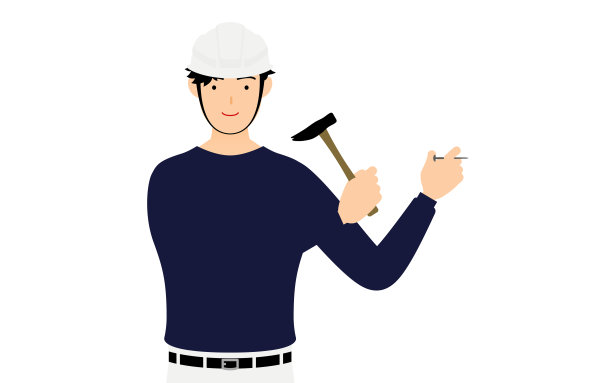 木匠的姿势，把钉子钉在墙上图片下载