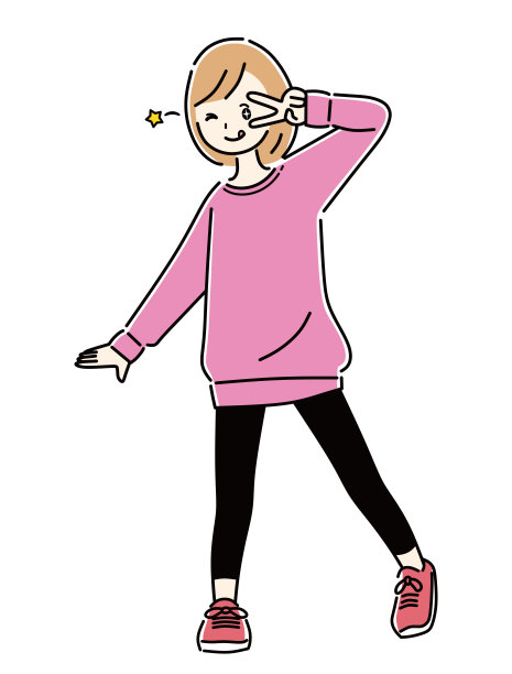 一个微笑着做胜利手势的女人。图片下载