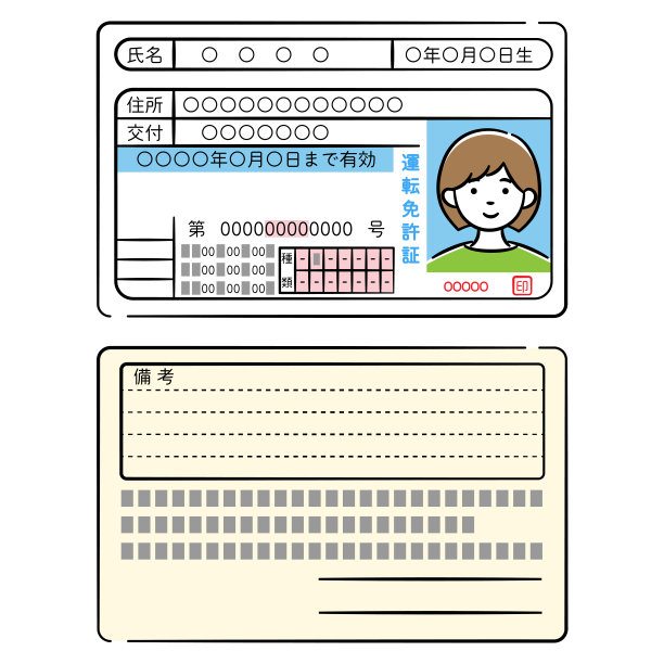 年轻女子的驾照双面插图套装图片下载