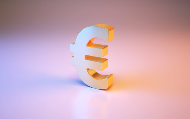 欧元符号坐在金属蓝色和粉红色的背景图片下载