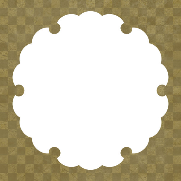 暗淡的金色方格背景模板。带有雪花形状的文本空间的方形模板(Yukiwa)。日本传统模式图片下载