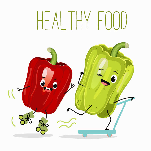 矢量插图的卡通人物一对柿子椒骑摩托车，有趣。健康食品，儿童t恤设计。图片下载