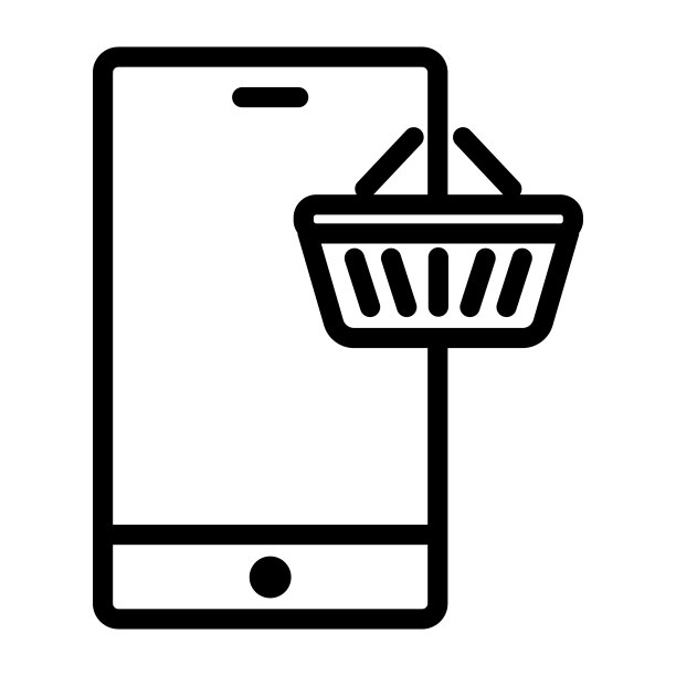 线上商店图标。包含手机与购物车。电子商务商店相关图标插画。简单的矢量设计可编辑。32 x 32像素完美图片下载