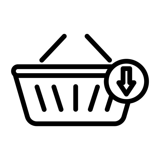 线上商店图标。包含下载的购物车。电子商务商店相关图标插画。简单的矢量设计可编辑。32 x 32像素完美图片下载