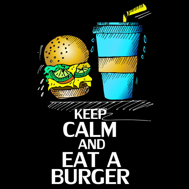 “保持冷静，吃个汉堡”，doodle说图片下载