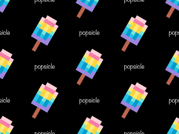 黑色背景上的冰棒无缝图案图片下载