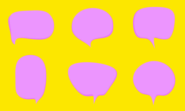 纸风格语音对话气球模板紫色矢量插图图片下载