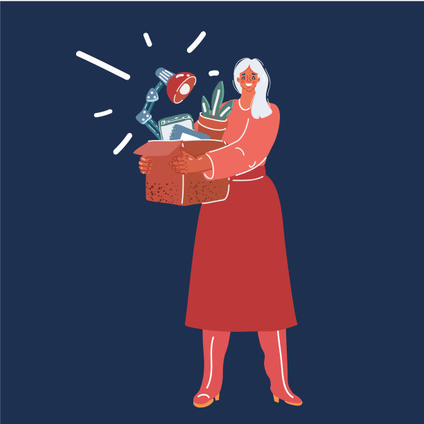 一个刚刚升职的女人的卡通矢量插画。成功的概念,事业图片下载