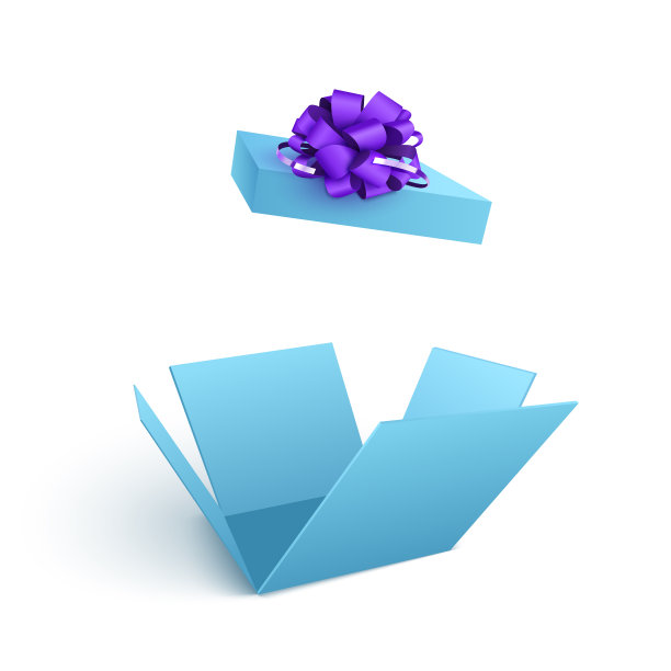 打开礼品盒用五彩纸屑爆炸隔离。图片下载