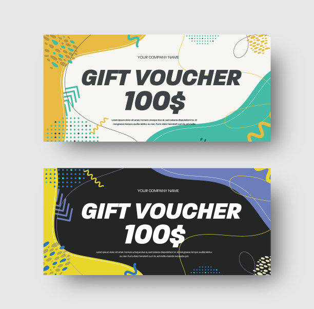 矢量礼品卡模板与抽象的色彩设计。图片下载