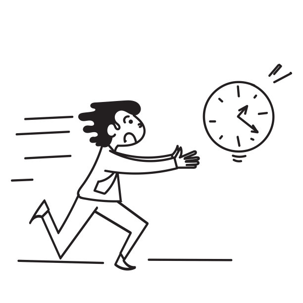 手绘涂鸦人人追钟插图图片下载