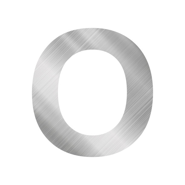 银色金属质感，英文字母O在白色背景-矢量图片下载