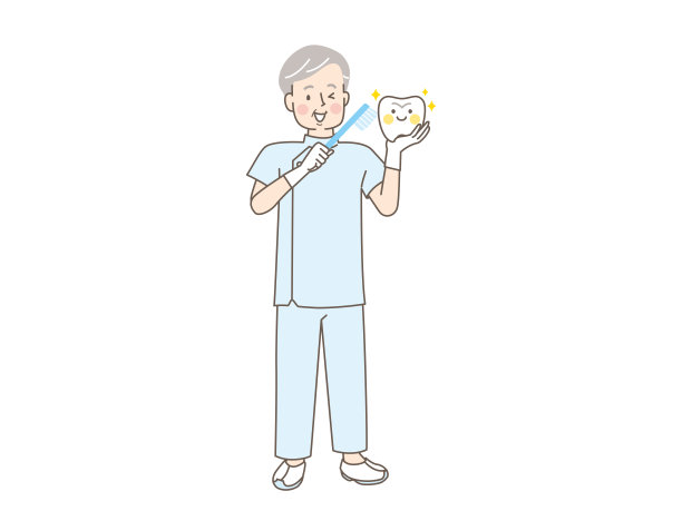 牙医教刷牙矢量插图图片下载