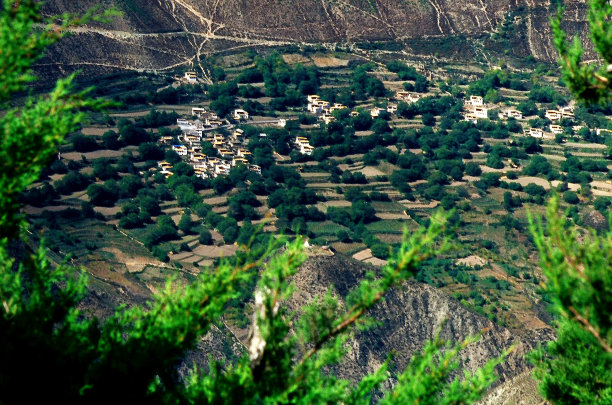 澜沧江峡谷中的藏族村落图片下载