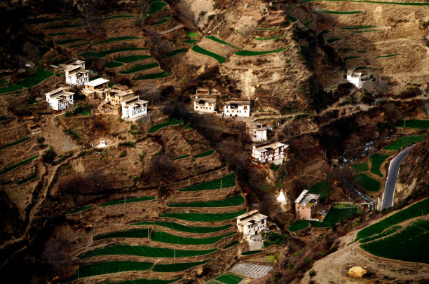 山谷中的藏族民居图片下载