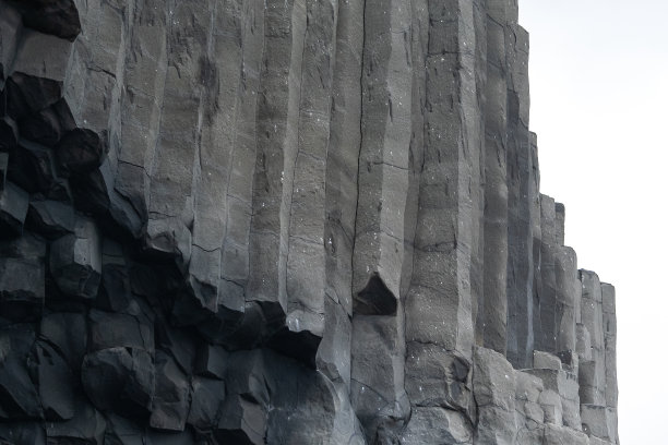 冰岛著名的黑沙滩和它的块状玄武岩柱的美丽景色图片下载