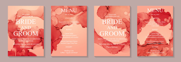 水彩背景与抽象红墨水波。图片下载