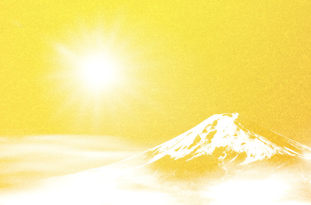 金色的新年贺卡材质有日出的富士山图片下载