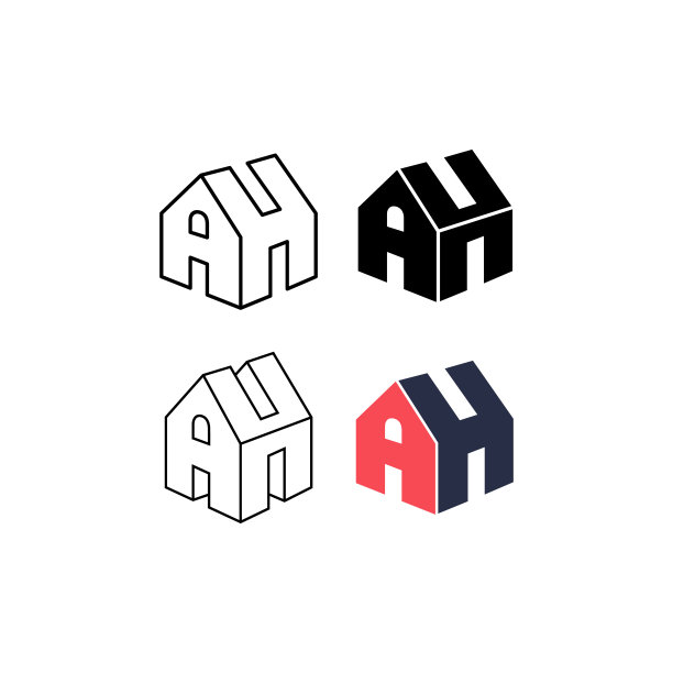 A和H住宅标志概念。带有负空格的符号。房地产矢量图。简单和现代的标志设计的公司有关家庭业务图片下载