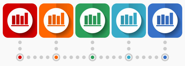 条形图概念矢量图标，信息图模板易于编辑，一套彩色平面设计指针。图片下载