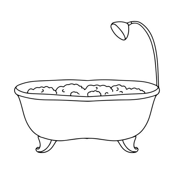 大的泡泡浴。浴室的水管。白色背景上的矢量图形。图片下载