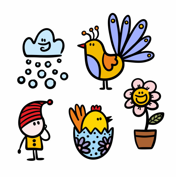 矢量卡通人物手绘在可爱的孩子气的风格。图片下载