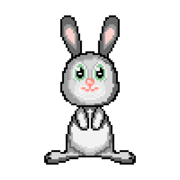 像素的兔子。像素图标。卡通美丽的兔子。图片下载