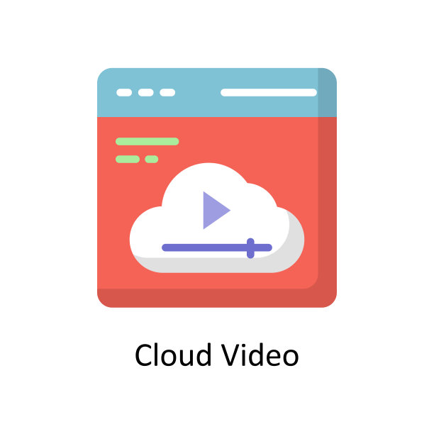 云视频矢量平面图标设计插图。云计算符号白底EPS 10文件图片下载