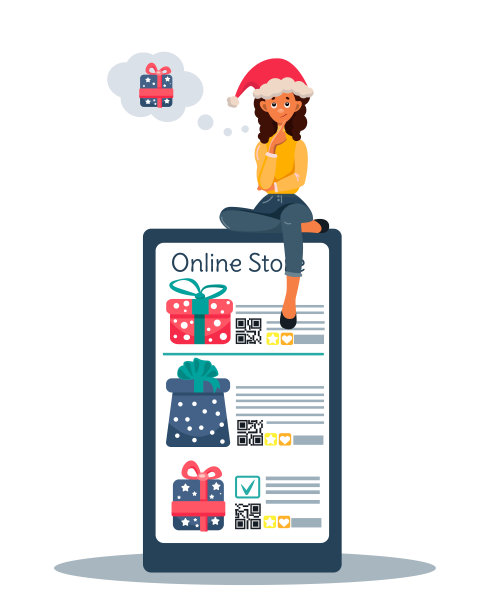 一位年轻的非洲裔美国女性在智能手机上的应用程序中选择新年礼物图片下载