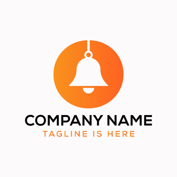 字母O牛铃标志概念与悬挂的钟符号矢量模板图片下载