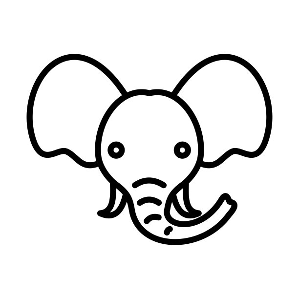 大象，大象脸图标标志设计矢量模板插图标志和符号像素完美图片下载