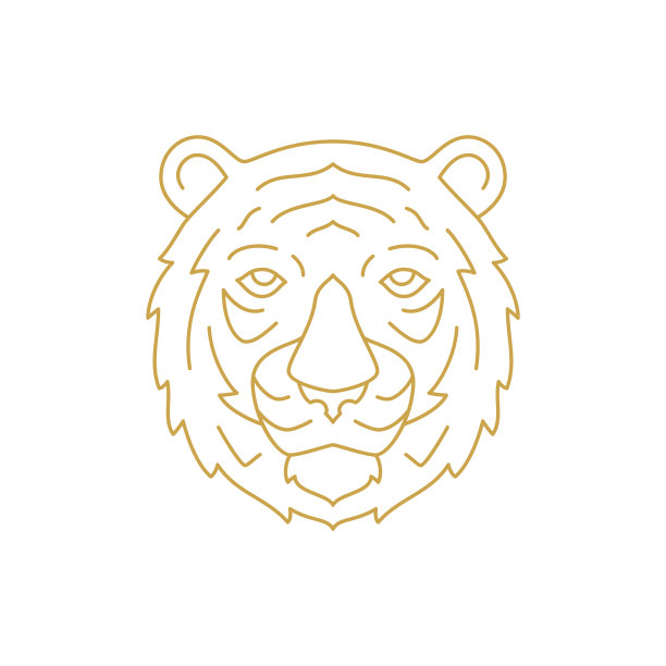 虎头中国新年吉祥物极简的金线图标矢量图片下载