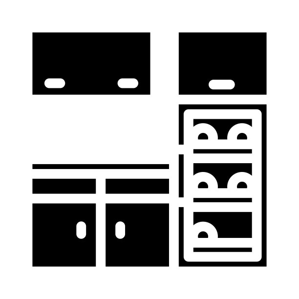 内置酒冷却器雕文图标矢量插图图片下载