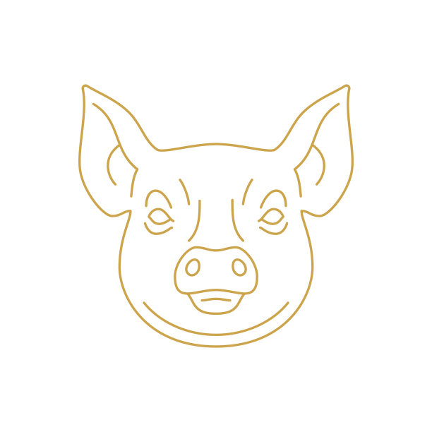 猪口用小猪农业牲畜农场肉铺单色金线图标矢量图片下载