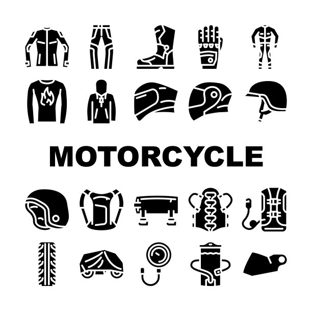 摩托车配件机车图标设置矢量图片下载