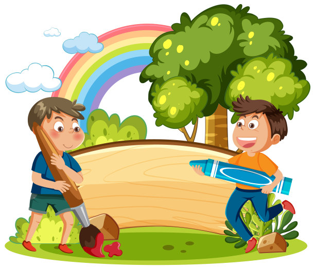 有卡通小孩的空板子图片下载